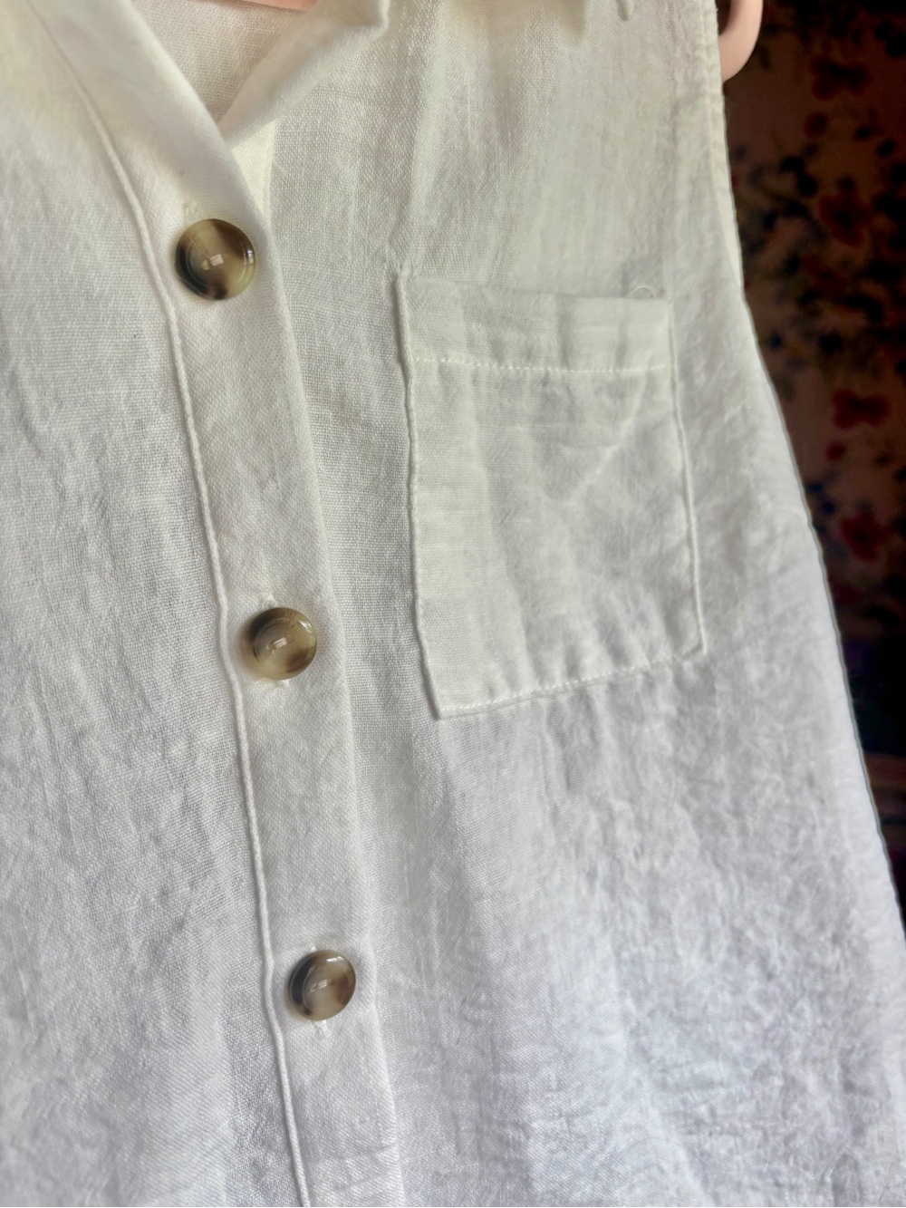 monteau los angeles white textured button front sleeveless top medium coastal - Picture 6 of 8